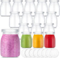 Glass Milk Bottles 24 Pack 5 oz with 48 Lids - Holiday Favor Set