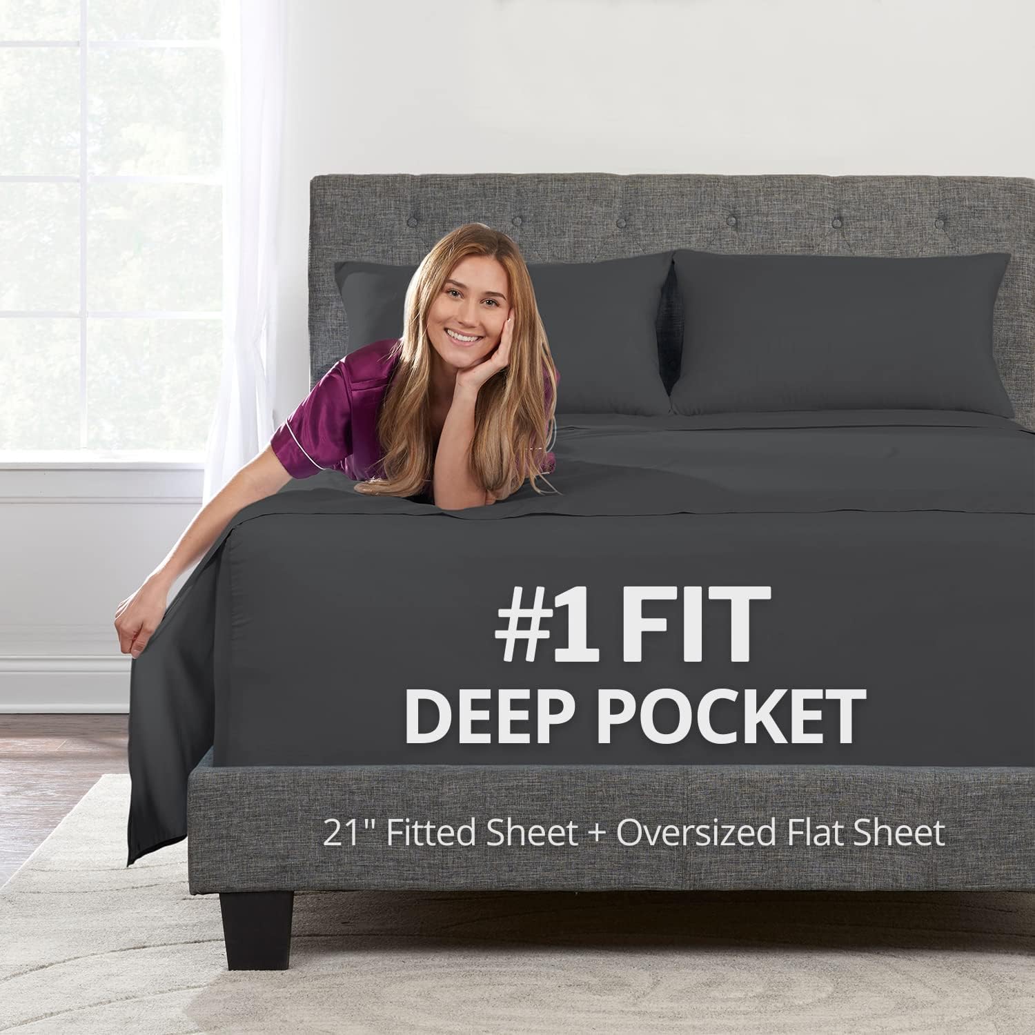 Deep Pocket King Size Sheets Set for Oversized Mattresses