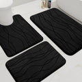 Memory Foam Black Bathroom Rug Set 3 Piece - Ultra Absorbent Comfort