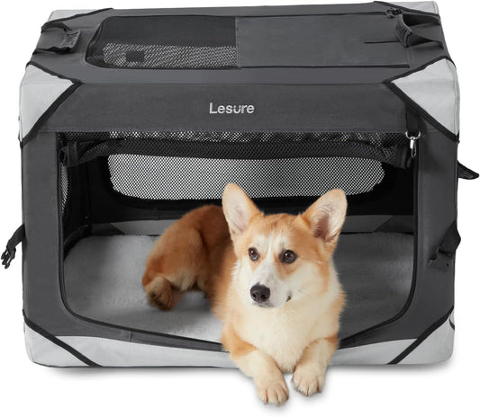 Lesure Collapsible Dog Crate - Portable Travel Kennel for Medium Dogs