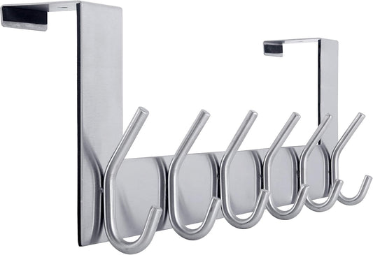 WEBI Over Door Hook Towel Rack: 6 Hooks for Coats