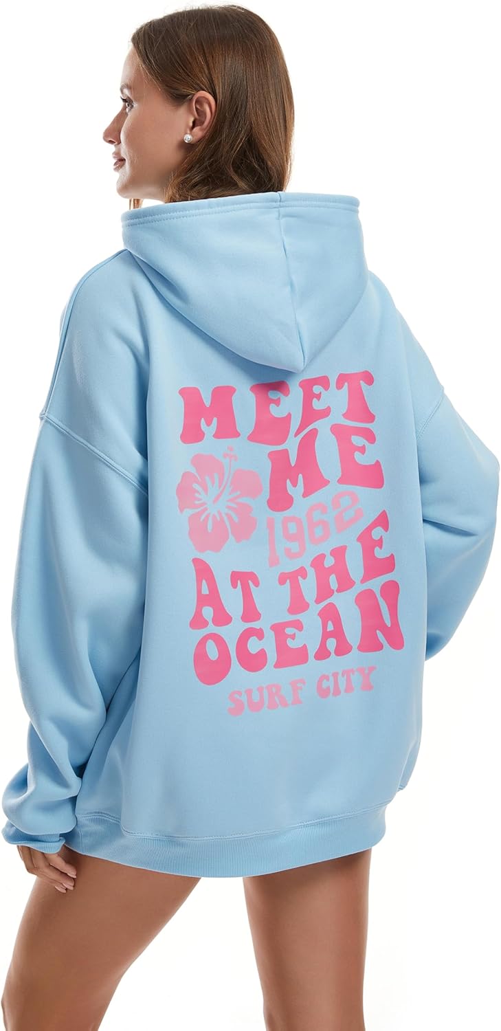 Pink Graphic Beach Hoodie | ZHUGLO Tech | Trendy Sweatshirt