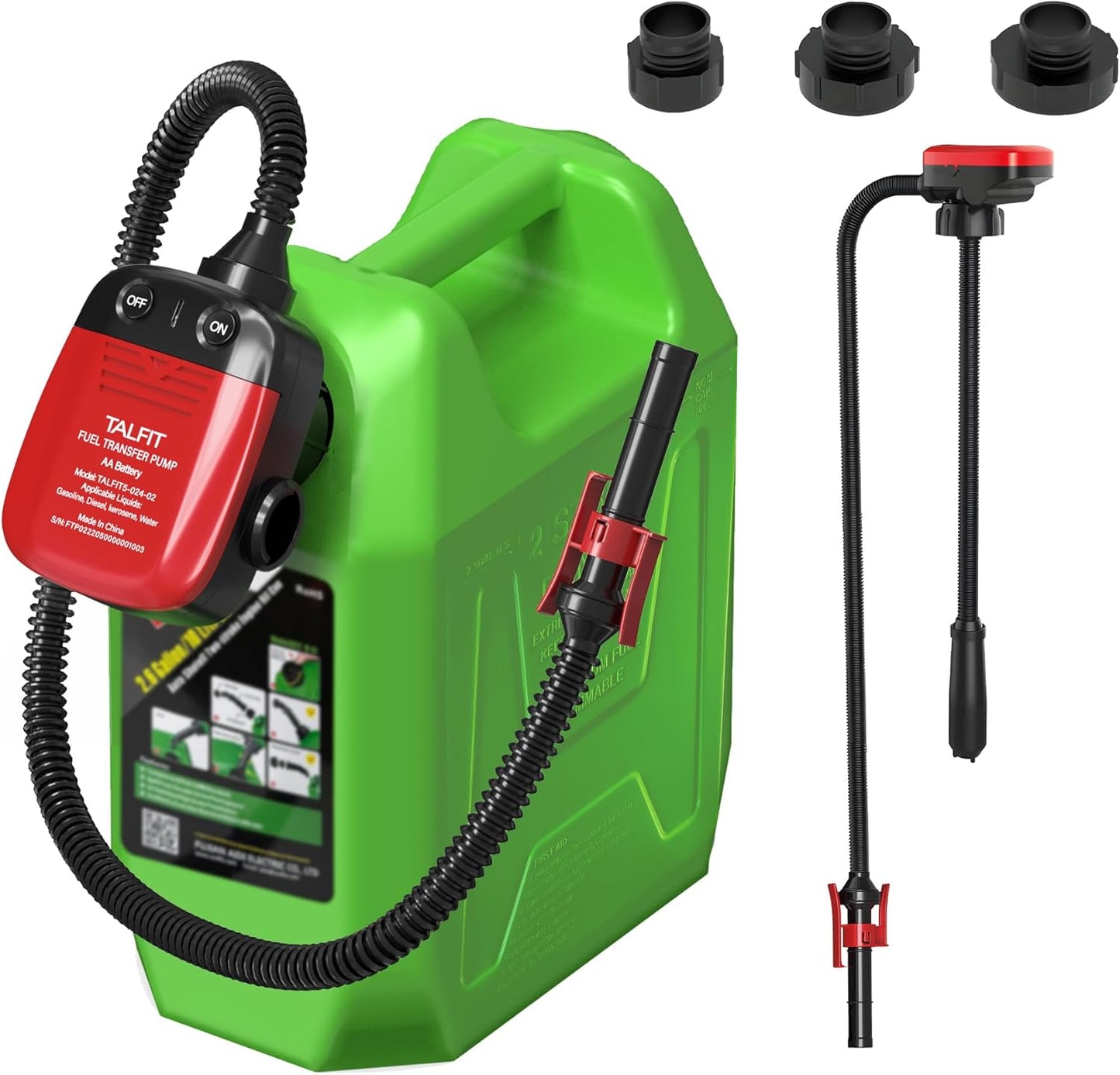 Portable 2.4GPM Battery Fuel Pump | Auto Shutoff, 45 Hose | TALFIT