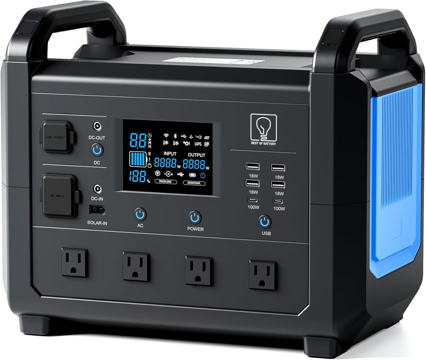 BOB TB1600 Portable Power Station - 1.5H Fast Charge, 1536Wh Capacity