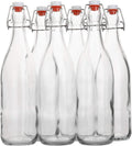 Flip Top Glass Bottle 1 Liter Pack of 6 - Airtight Swing Brewing