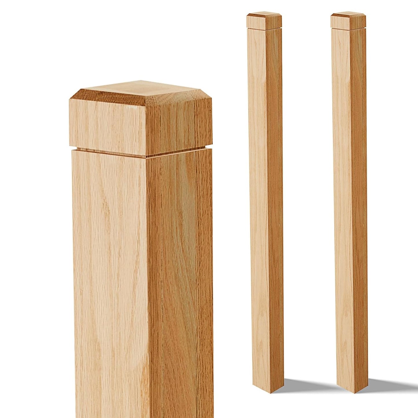 CroBlissful 2 Pcs Solid Red Oak Stair Newel Post Set
