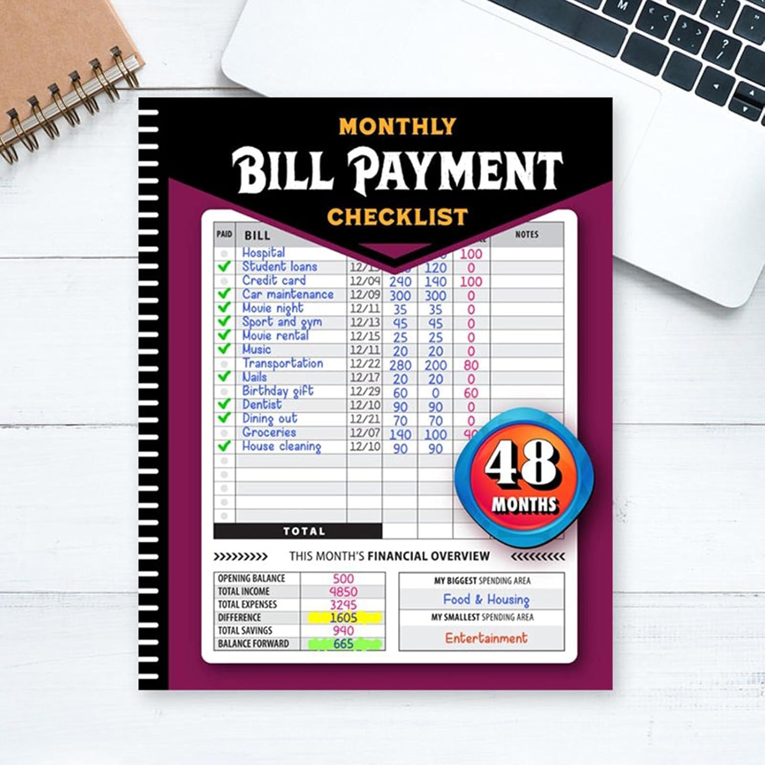 Ultimate Bill Tracker Notebook