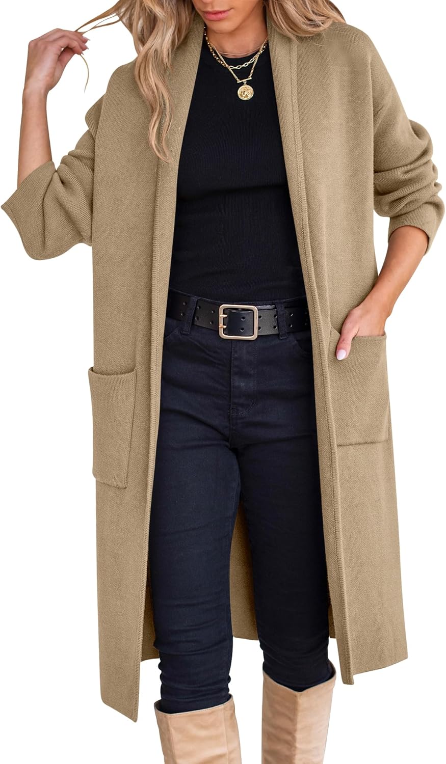 Oversized Open Front Knit Coatigan for Trendy Fall Outfits