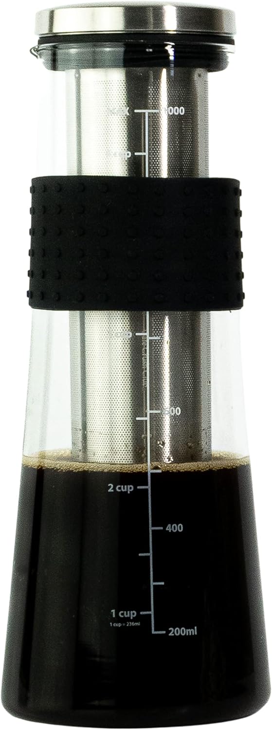 CCC Cold Brew Coffee Maker: Durable Glass & Steel | 34 oz