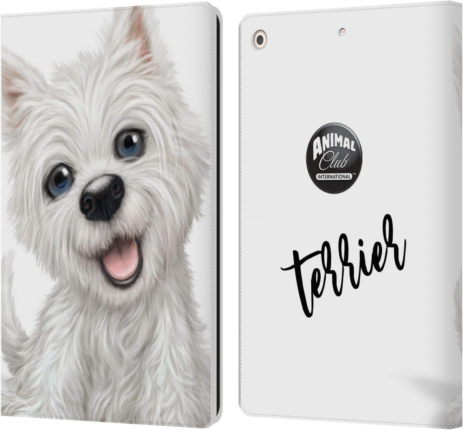 Animal Club International Terrier Faces Leather Wallet Case for iPad