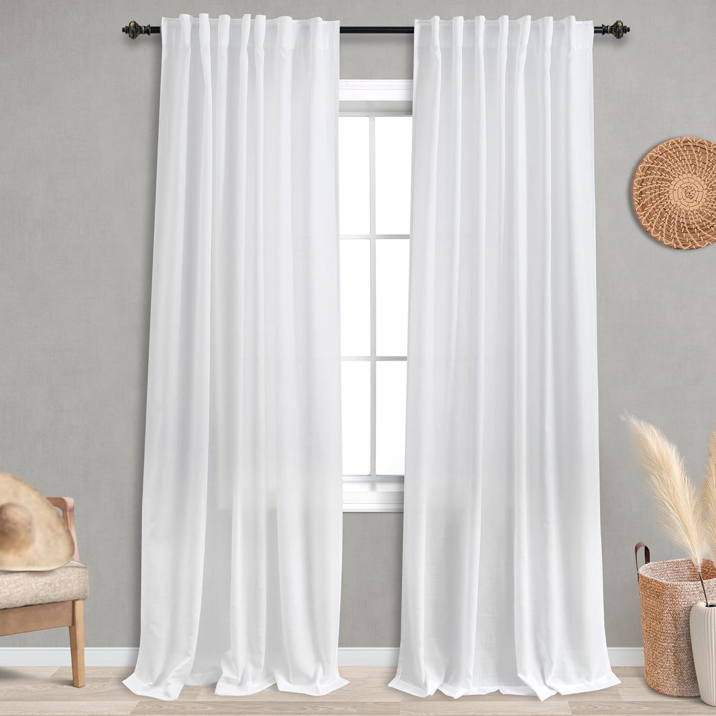 KOUFALL 92 Inch Curtains for Living Room, Light Filtering Drapes