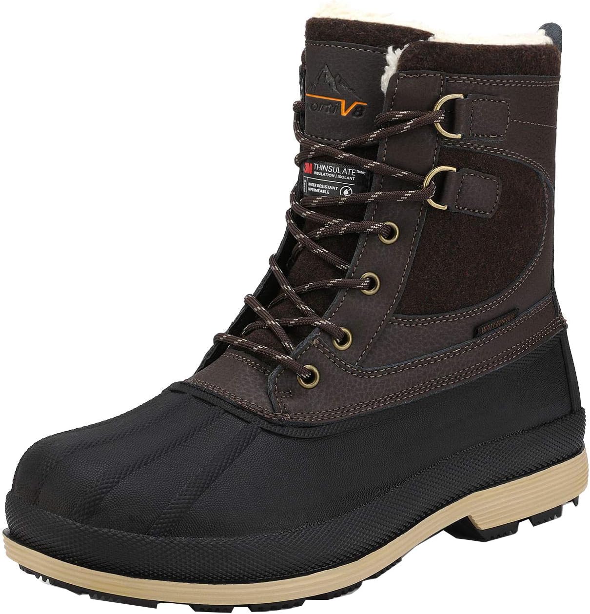 NORTIV 8 Men's Waterproof Winter Snow Boots for Cold Weather