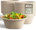 Homestockplus 48 Oz Natural Disposable Paper Bowls - Heavy Duty