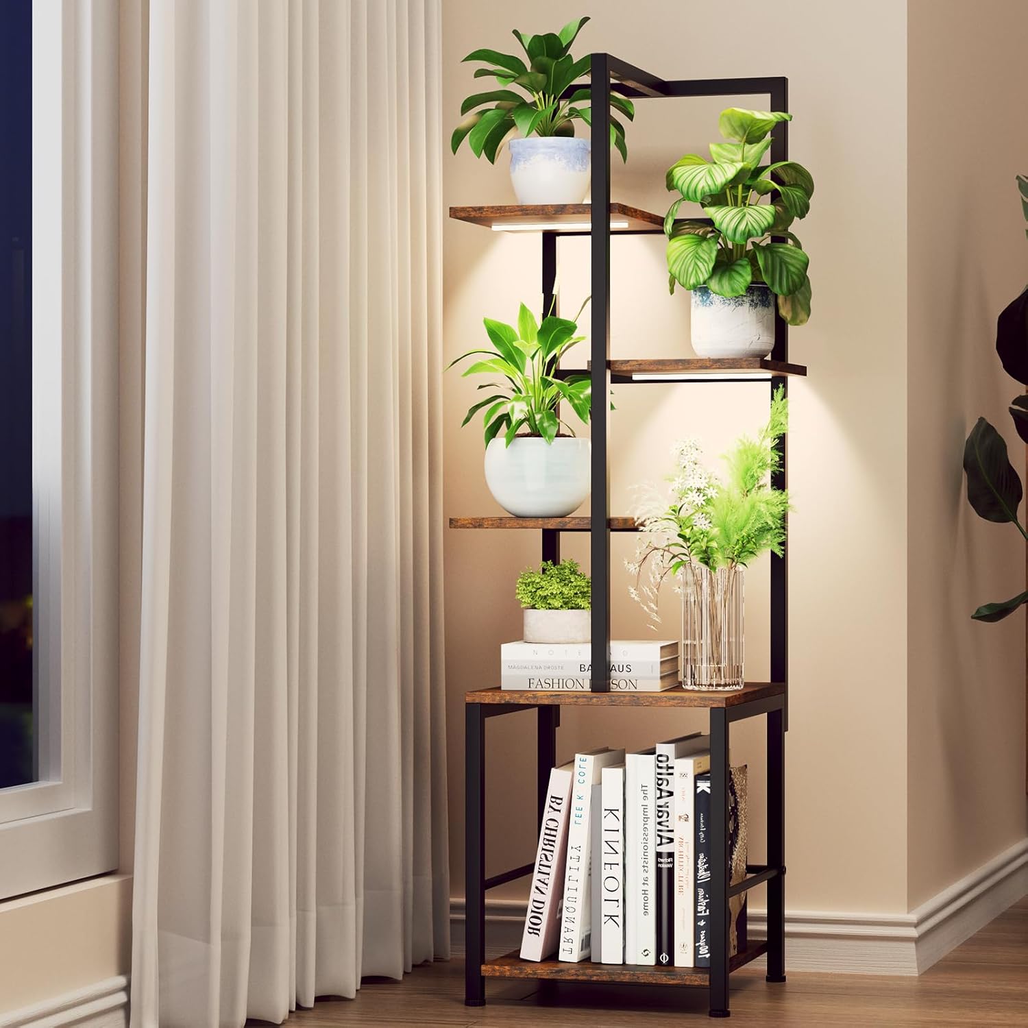 5-Tiered Indoor Plant Stand with Adjustable Grow Light for Home