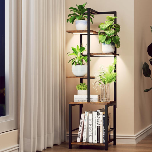 5-Tiered Indoor Plant Stand with Adjustable Grow Light for Home