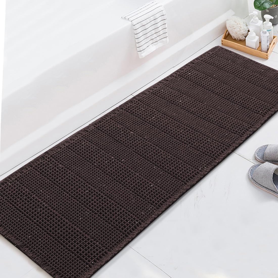 H.VERSAILTEX Waffle Runner Rug Super Absorbent Non Slip Bath Mat