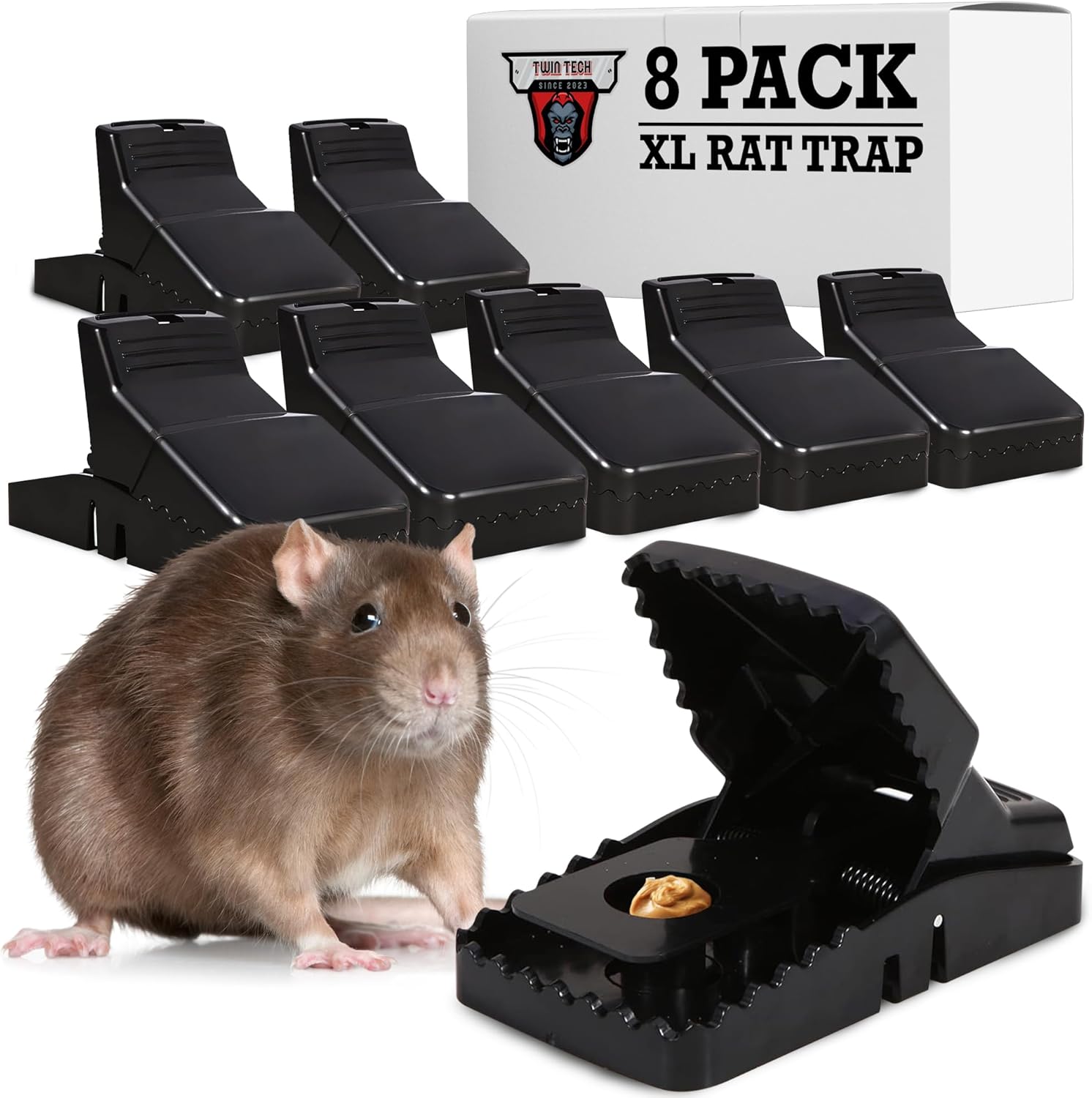 TwinTech Jaws 8-Pack Extra Large Reusable Mouse & Rat Traps