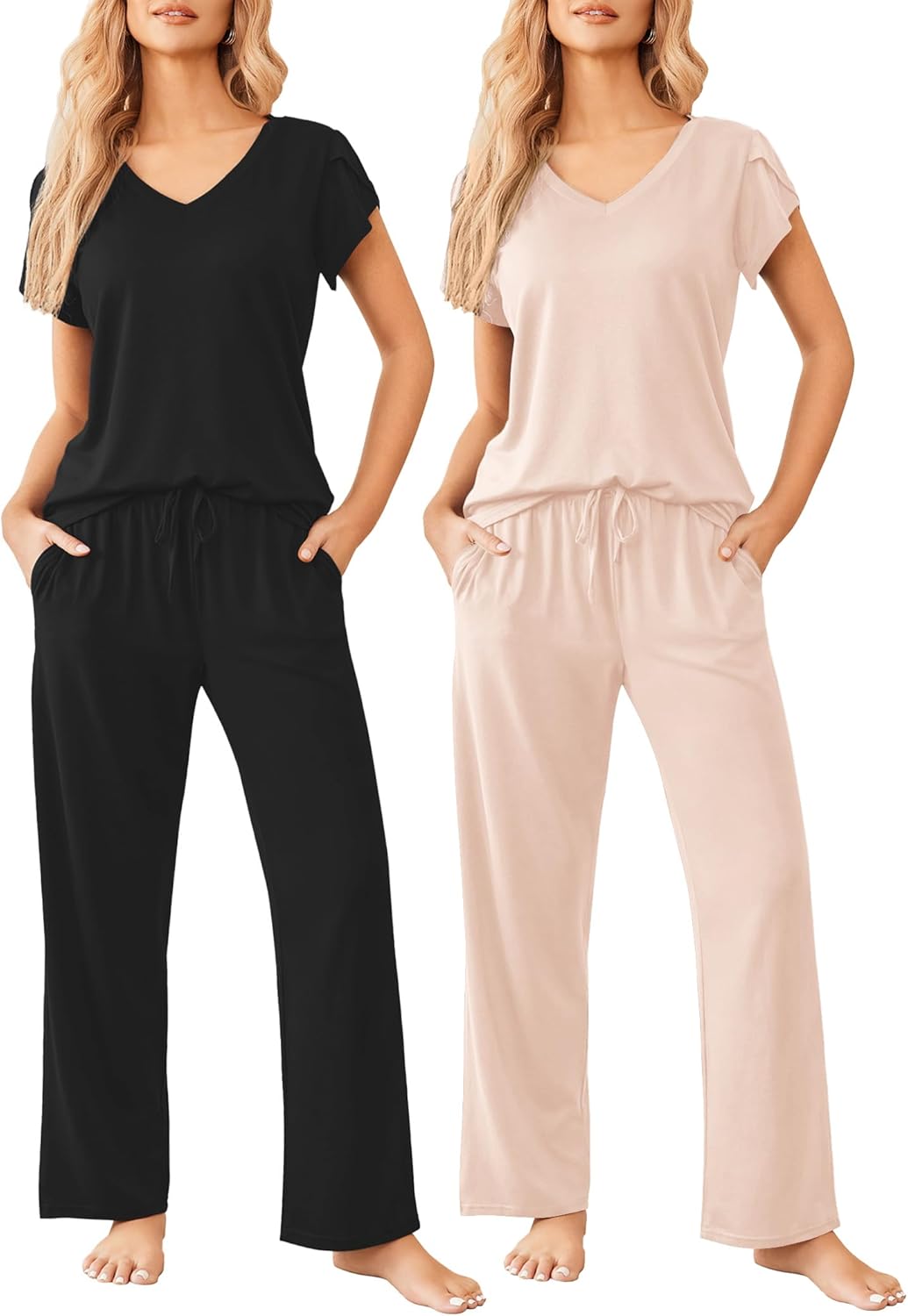 Ekouaer 2 Pack Womens Pajamas Soft Sleepwear Sets for Comfort