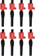 MAS Set of 8 Red Ignition Coils Pack Curved Boot Compatible with Ford
