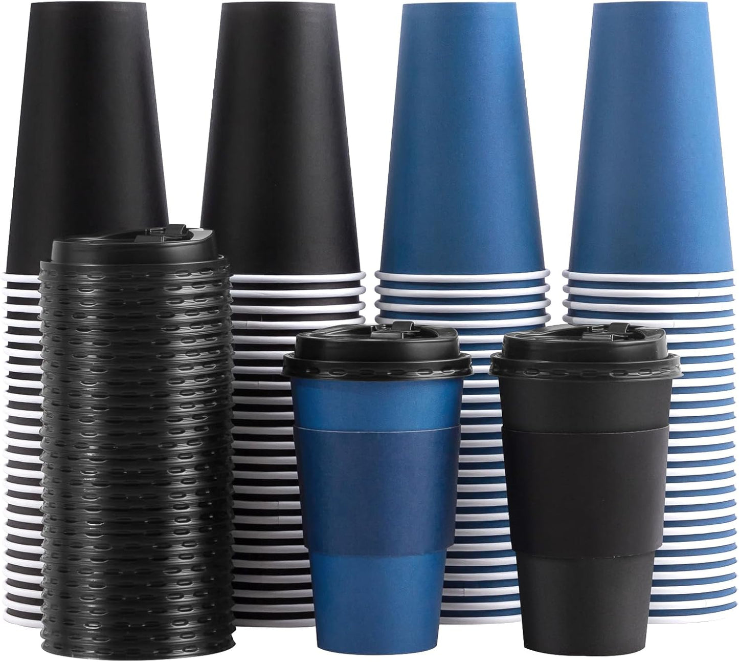 100 Pack 16 oz Disposable Coffee Cups - Hot & Cold Drinks On-the-Go!