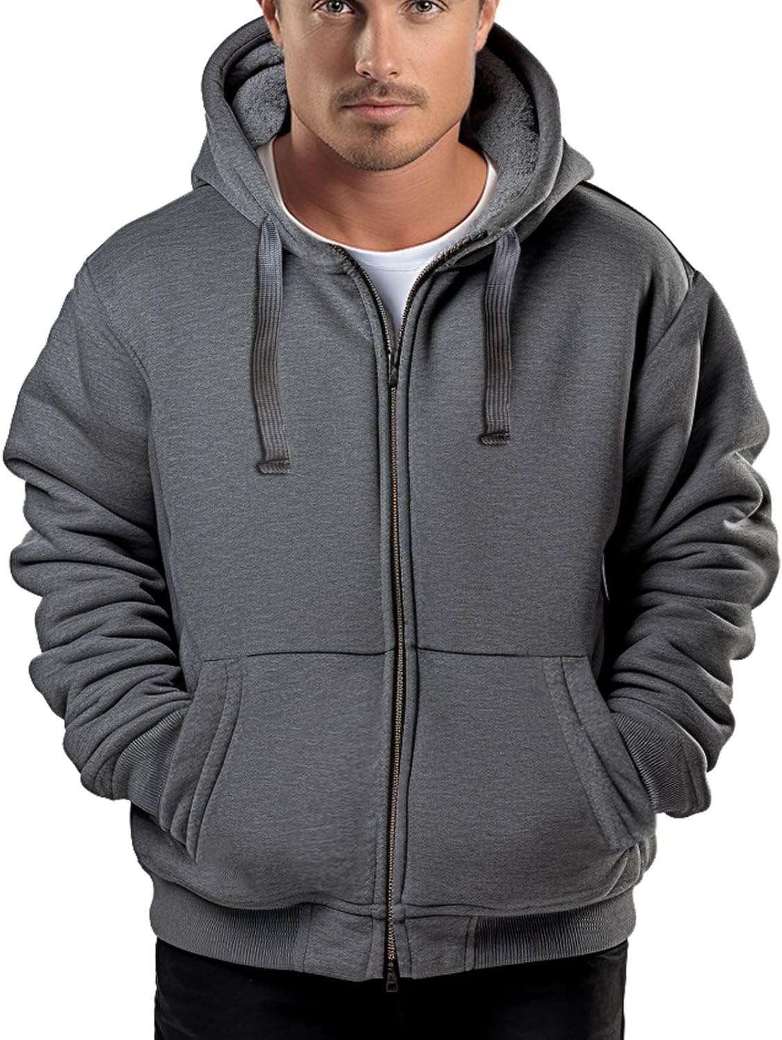Heavyweight Sherpa Fleece Lined Hoodies for Men - Warm Jacket