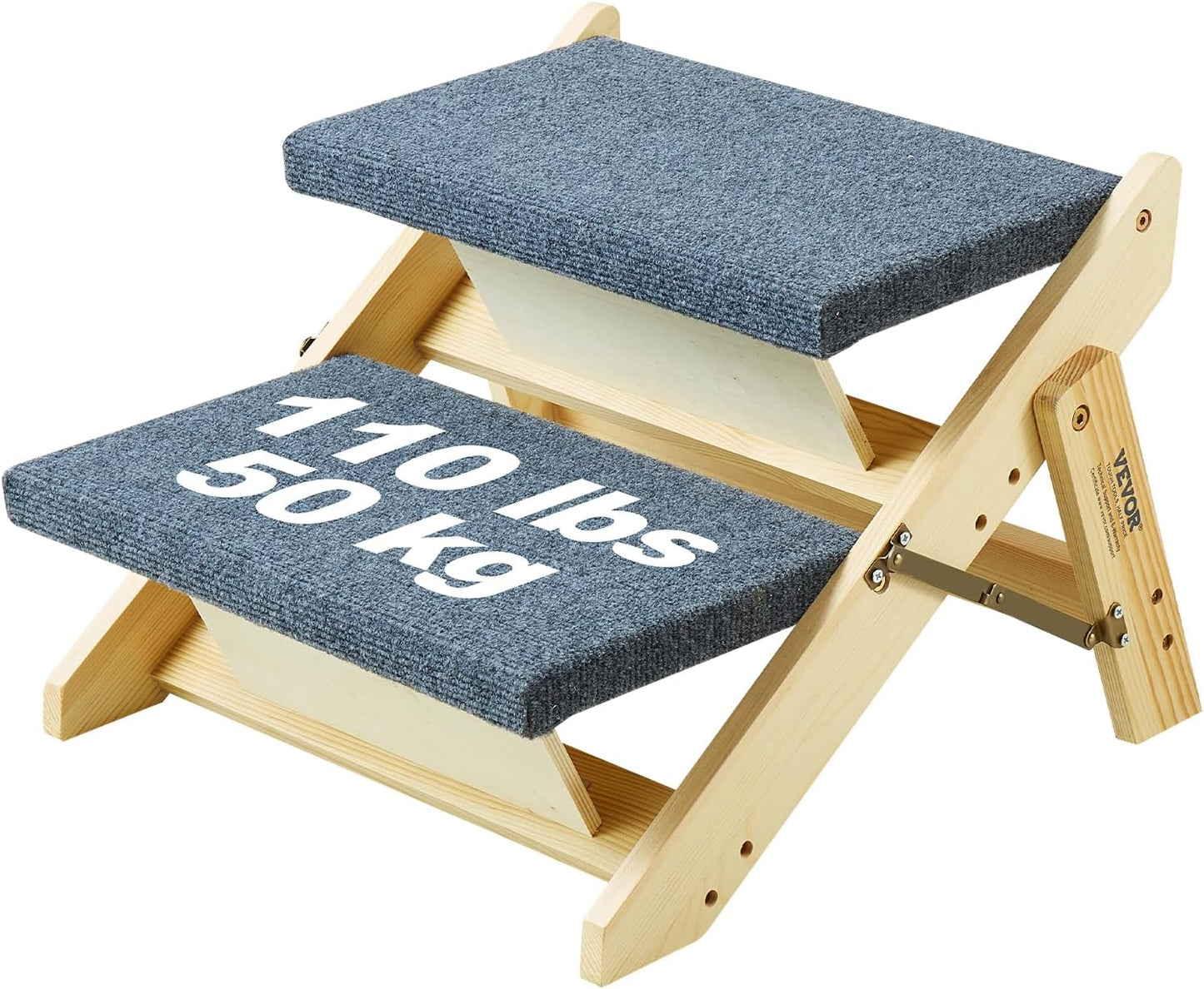 VEVOR Wood Pet Stairs for Dogs and Cats, 2-in-1 Foldable Design