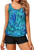 Women's Yonique Blouson Tankini 2-Piece Swim Set - Green Leaf