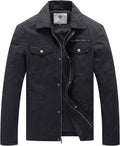 Men's Casual Canvas Cotton Military Lapel Jacket - Lightweight