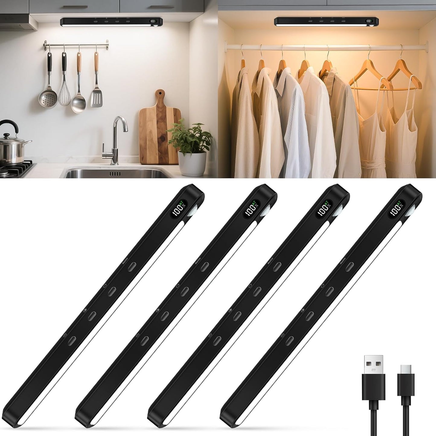 WILLED Under Cabinet Lights with Motion Sensor and Dimmable Options