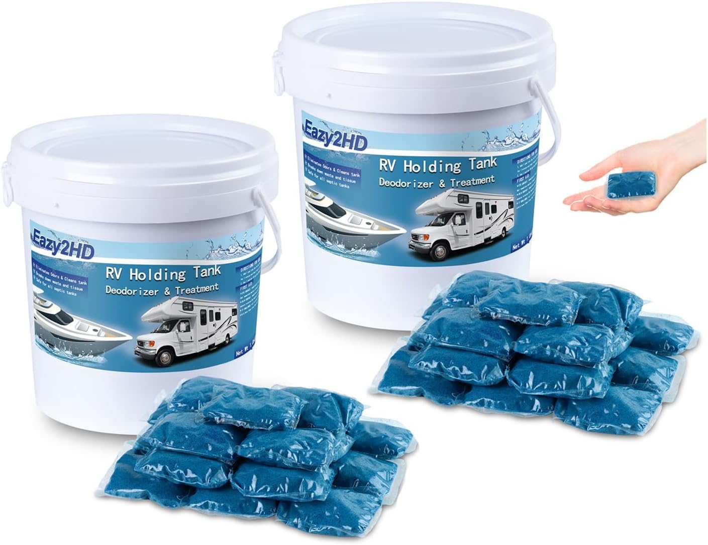 Eazy2hD RV Toilet Treatment for Black Tank Deodorizer 100 Pack