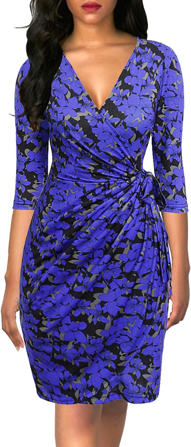Berydress Women's Classic V Neck Sheath Casual Party Dress