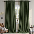 Nemia Olive Green Velvet Curtains for Bedroom and Living Room