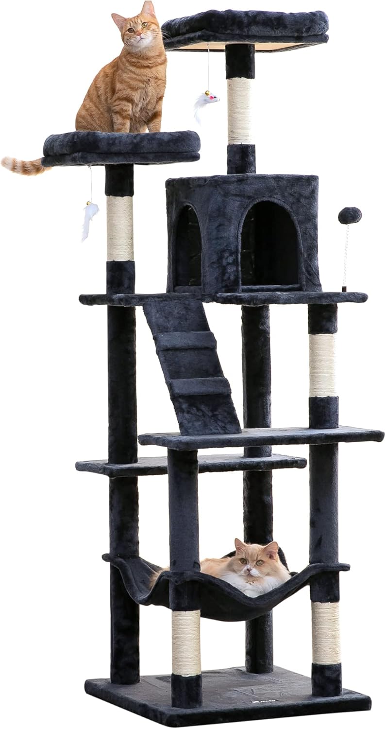 MWPO 70.1-Inch Large Cat Tree for Indoor Cats with Hammock