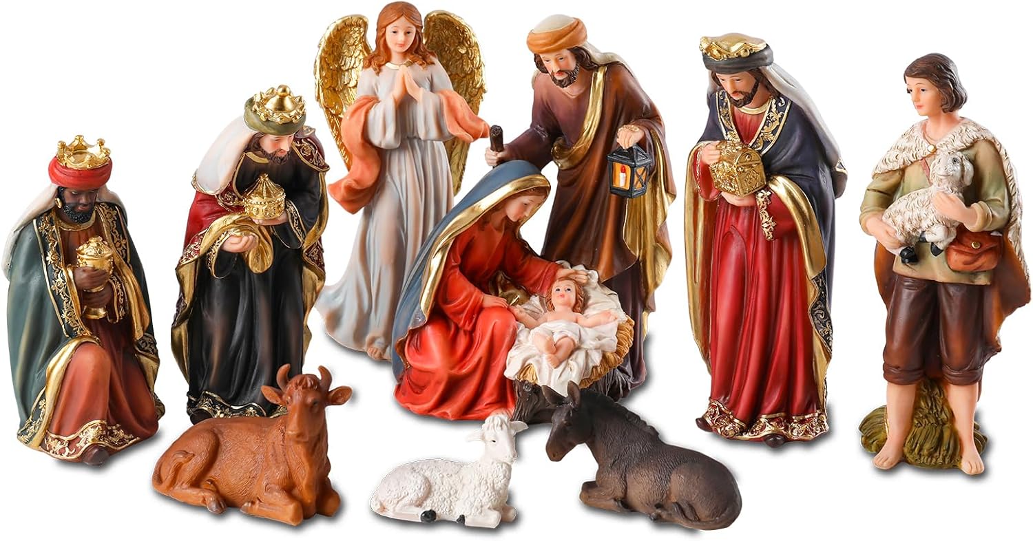 Bshine Nativity Set 11 Pcs Christmas Scene Holy Family Figurines