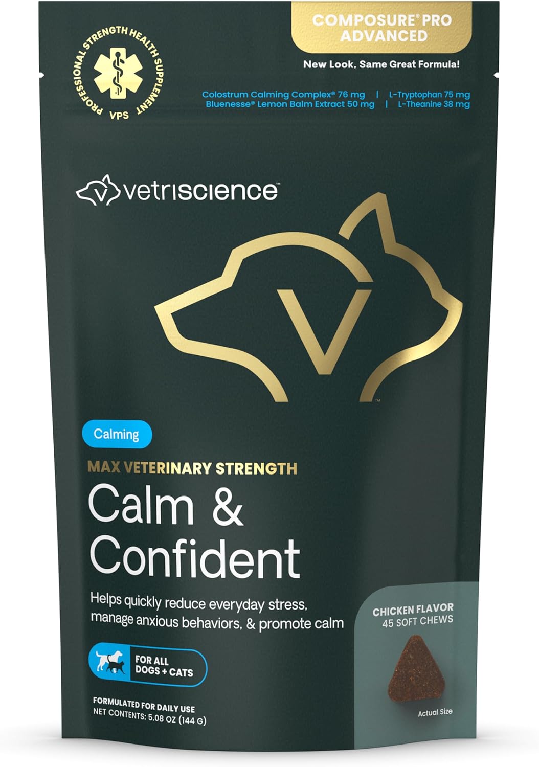 VETRISCIENCE Max Veterinary Strength Calm & Confident Chews for Pets