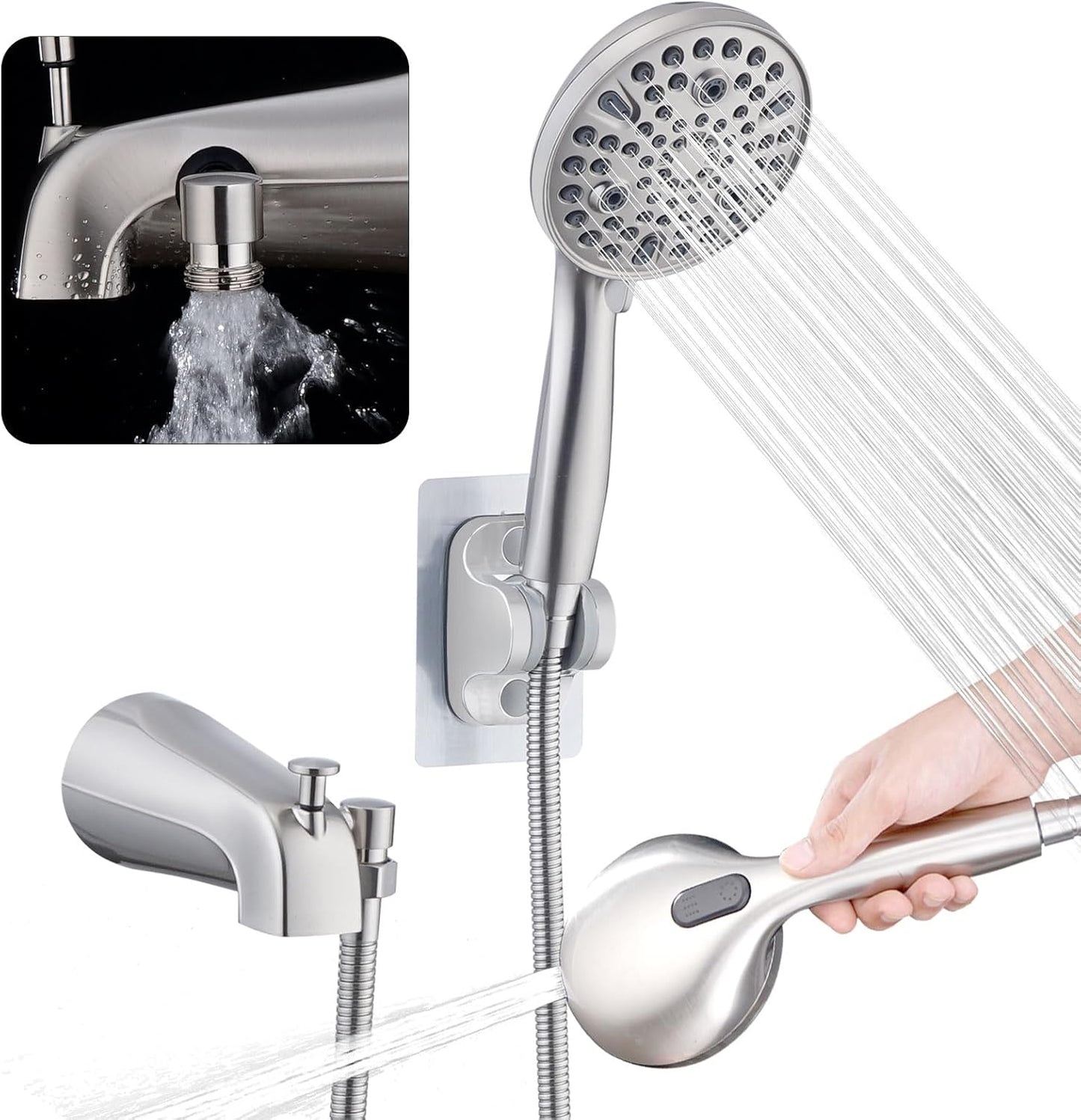 All Metal Bathtub Faucet with Sprayer 10 Settings for Modern Homes