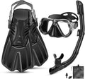 Mask Fins Snorkel Set with Short Fins and Panoramic Mask - Travel