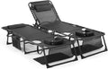 Unovivy Tanning Chairs with Face Hole Set of 2 - Reclining Teslin