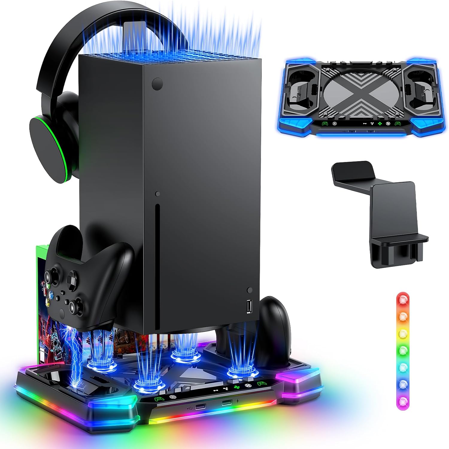 MENEEA RGB Cooling Fan Stand for Xbox Series X with Charger