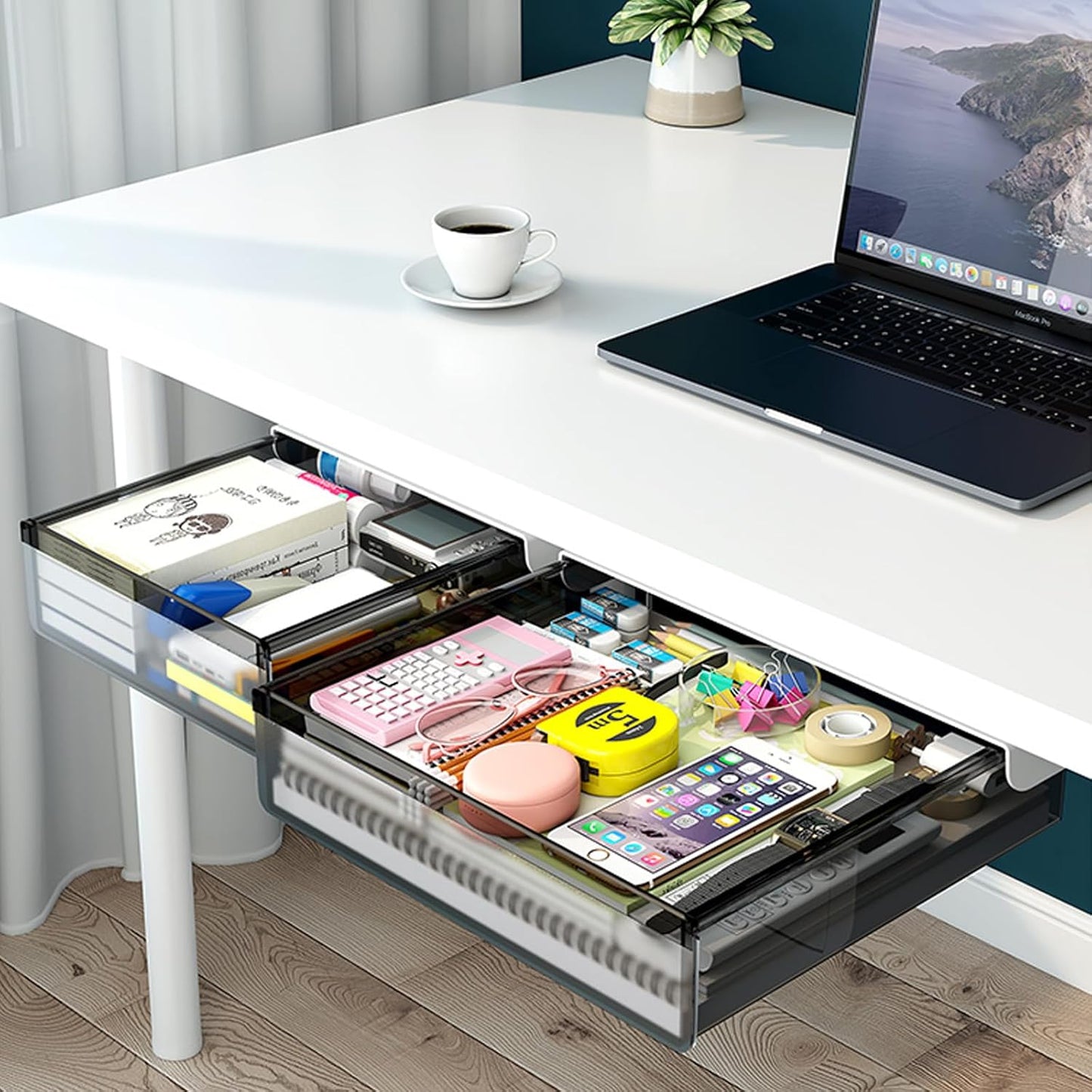 Effortlessly Declutter with Under Desk Organizer