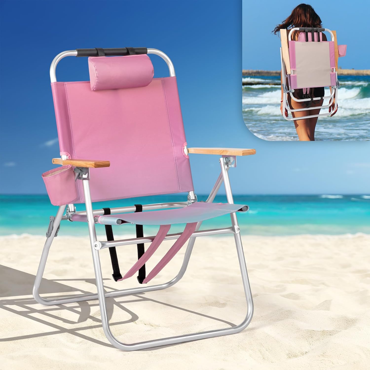 VINGLI Aluminum Backpack Beach Chair for Ultimate Comfort