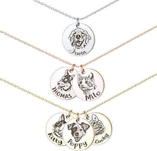 Personalized Pet Portrait Necklace for Animal Lovers - Custom Gift
