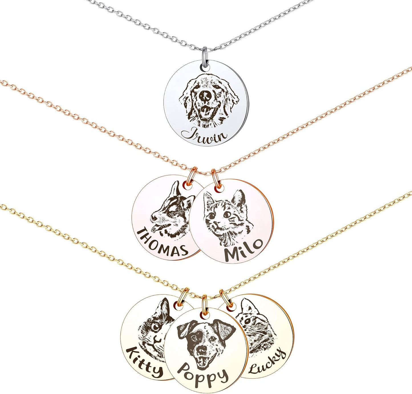 Personalized Pet Portrait Necklace for Animal Lovers and Gifts