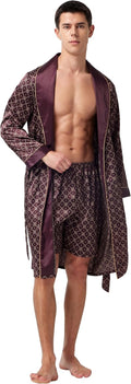 Tony & Candice Men's Satin Robe Lightweight Long Sleeve Kimono
