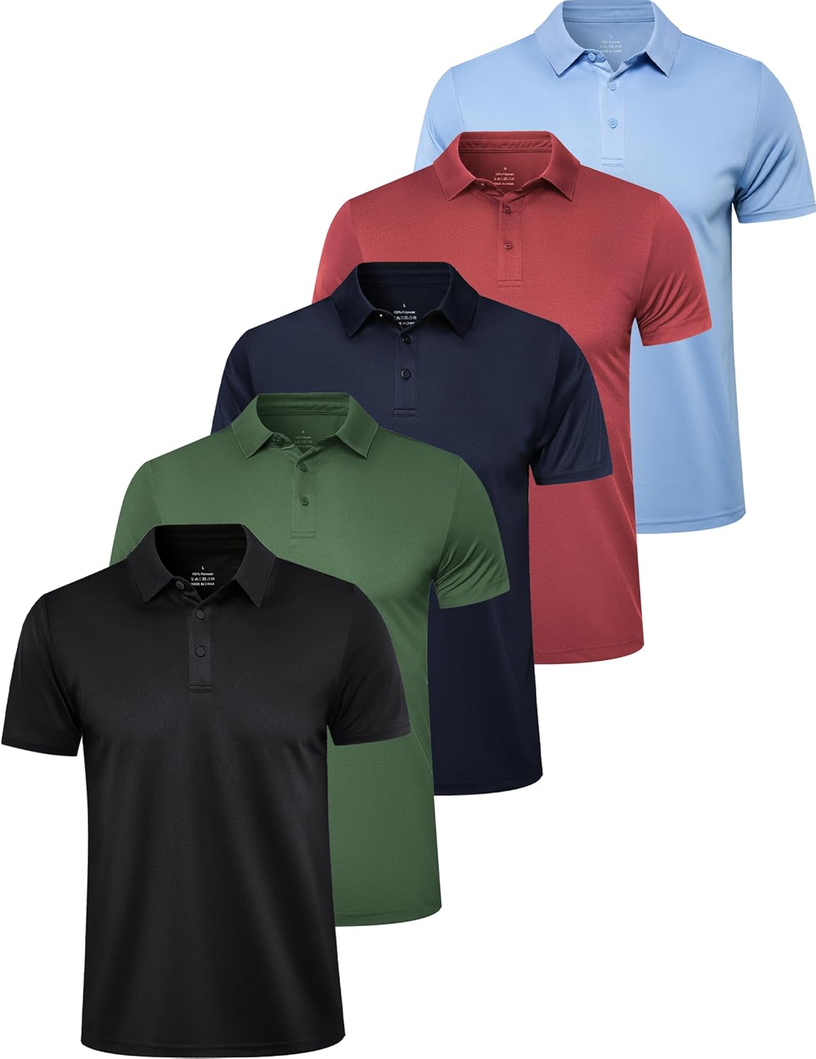 OYGSieg 5 Pack Polo Shirts for Men - Quick Dry Performance Wear