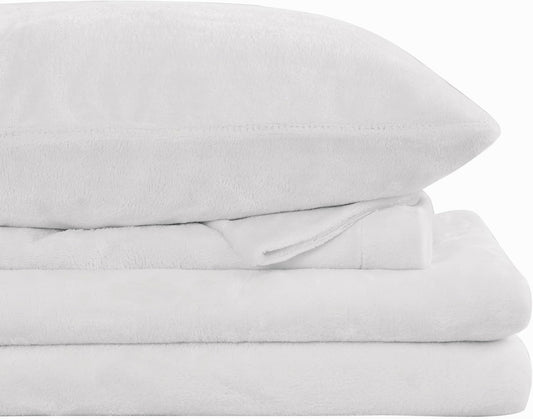 Viviland Plush Micro Fleece Queen Bed Sheet Set for Comfort
