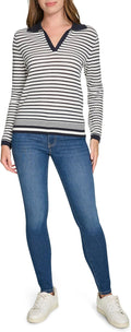 Nautica Women's Striped Pointelle Stitch: Chic Long Sleeve