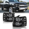 Black Housing Headlight Assembly for 2007-2014 Silverado - Clear Side
