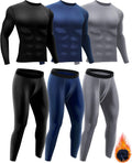 3 Set Winter Thermal Underwear for Men Cold Weather Fleece Lined Top