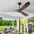 Wood 72 Inch Ceiling Fan No Light for Patios and Living Rooms
